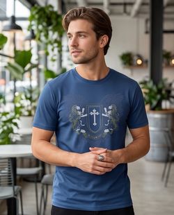 Roku t-shirt blue rhinestones modern fit lions
