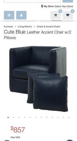 Leather Accent Chair with 2 Pillows