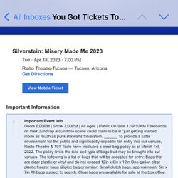 2 Silverstein Concert Tickets - Rialto. 4/18