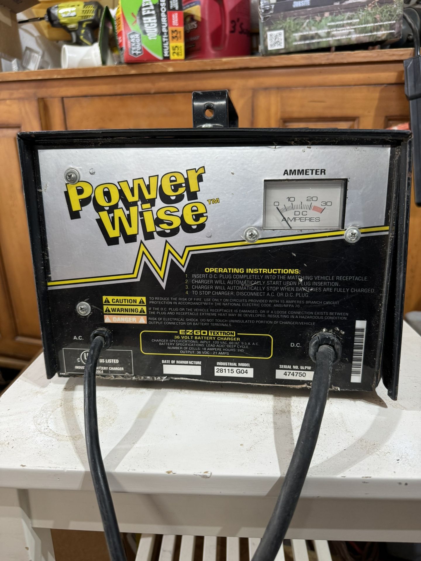 power wise Ez-GO golf cart 36 volt OEM battery charger 28115 G04 text on