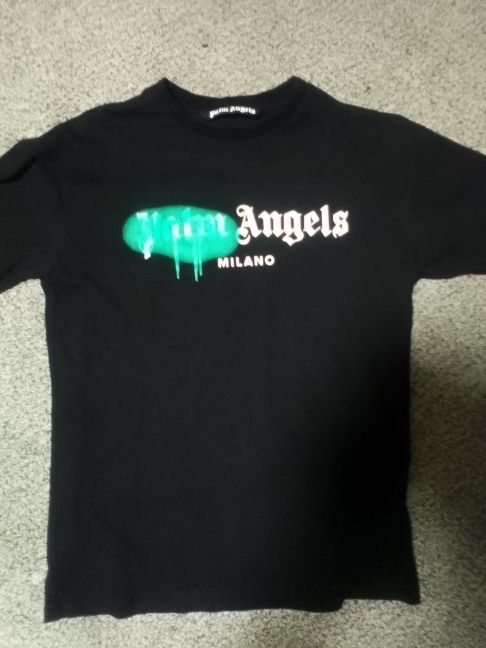 Palm Angels Tee Green And Black 