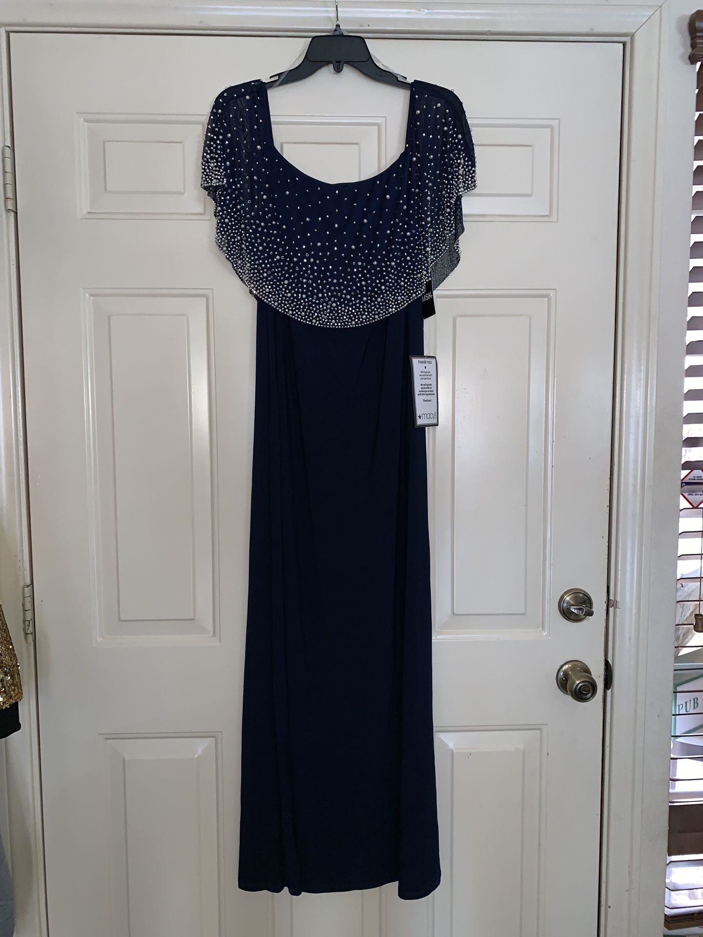 Gorgeous embellished navy blue Gown dress! Brand new never worn with tags size Large $40