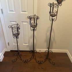 Tall Wrought Iron Floor Candle Holders