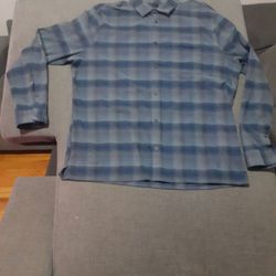 Lululemon Masons Peak Plaid Shirt Blue Gray Long Sleeve Flannel Button-Down 