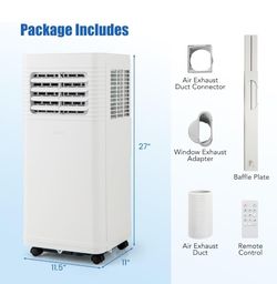 COSTWAY Portable Air Conditioner, 8000 BTU Air Conditioner with Fan & Dehumidifier
