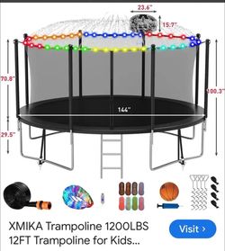 12FT Trampoline w/ Lights, Sprinkler