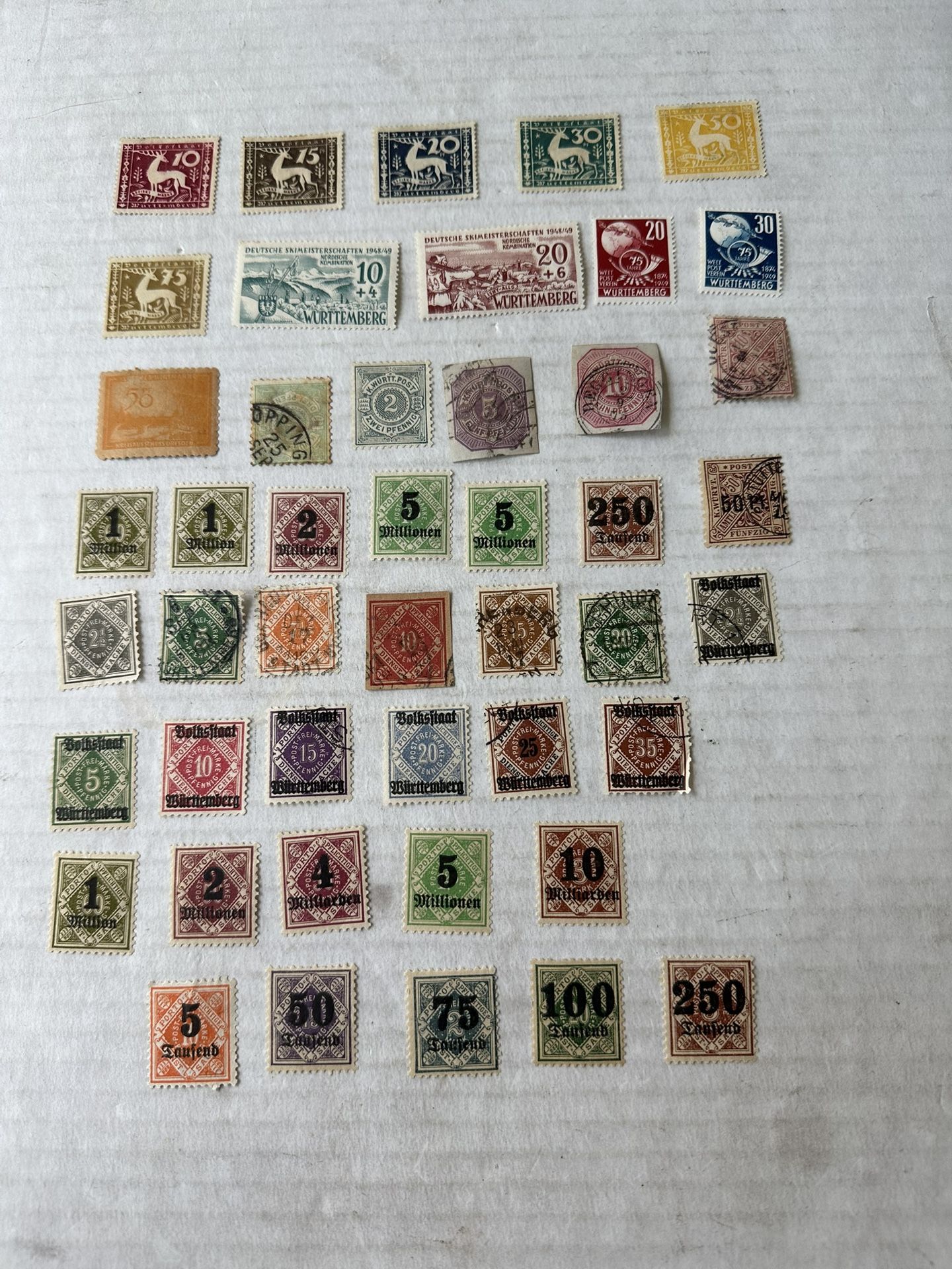 Wurttemberg Collection Of 45 Stamps 