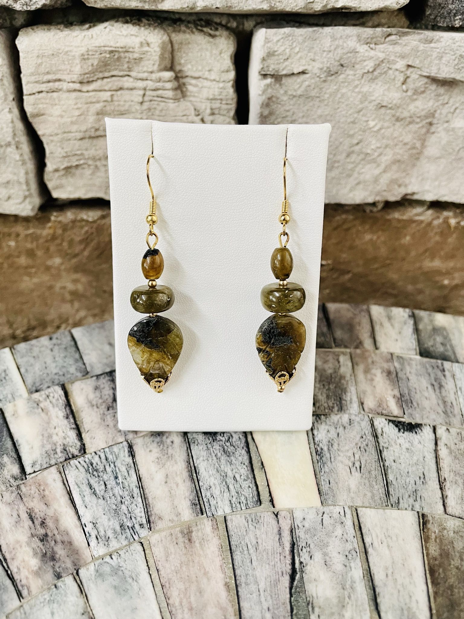 Labradorite Leaf Earrings