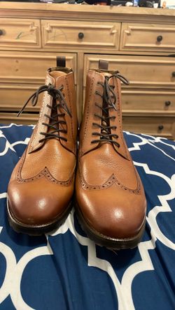ALDO Men’s Leather Wingtip Chelsea Lace-Up Dress Boots Cognac Brown