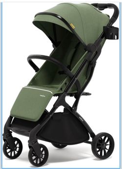 newyoo GlideTow TR18M Travel Stroller, Compact Foldable Baby Toddler Stroller with Cup Holder, One-Hand Quick Fold, Dark Green
