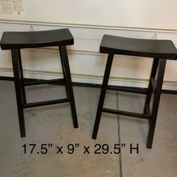 2 Black Wood Stools