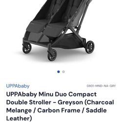 UPPAbaby Minu Duo Compact Double Stroller - Greyson (Charcoal Melange / Carbon Frame / Saddle Leather) × 1