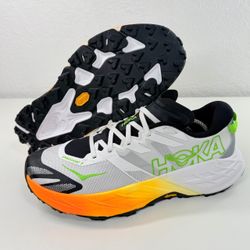 HOKA Speedgoat 7 Trail-Running Shoes Men's Size 10 D Frost/Neon Tangerine NWOB