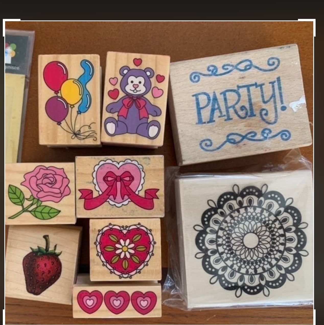 Rubber stamps “Party” Bear Hearts & More 12Pc