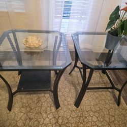 MUST GO!! 2 TEMPERED GLASS TOP SIDE TABLES