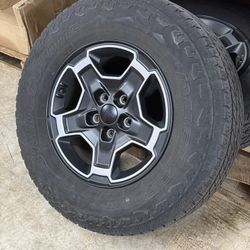 Jeep Wrangler OEM Machined Black 17” Rims Wheels Original Genuine Bridgestone Dueler A/T Tires