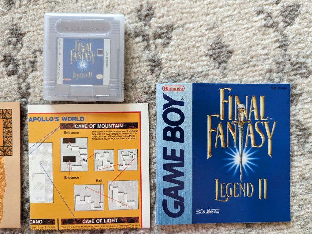 Final Fantasy Adventure Gameboy With Book And Map!