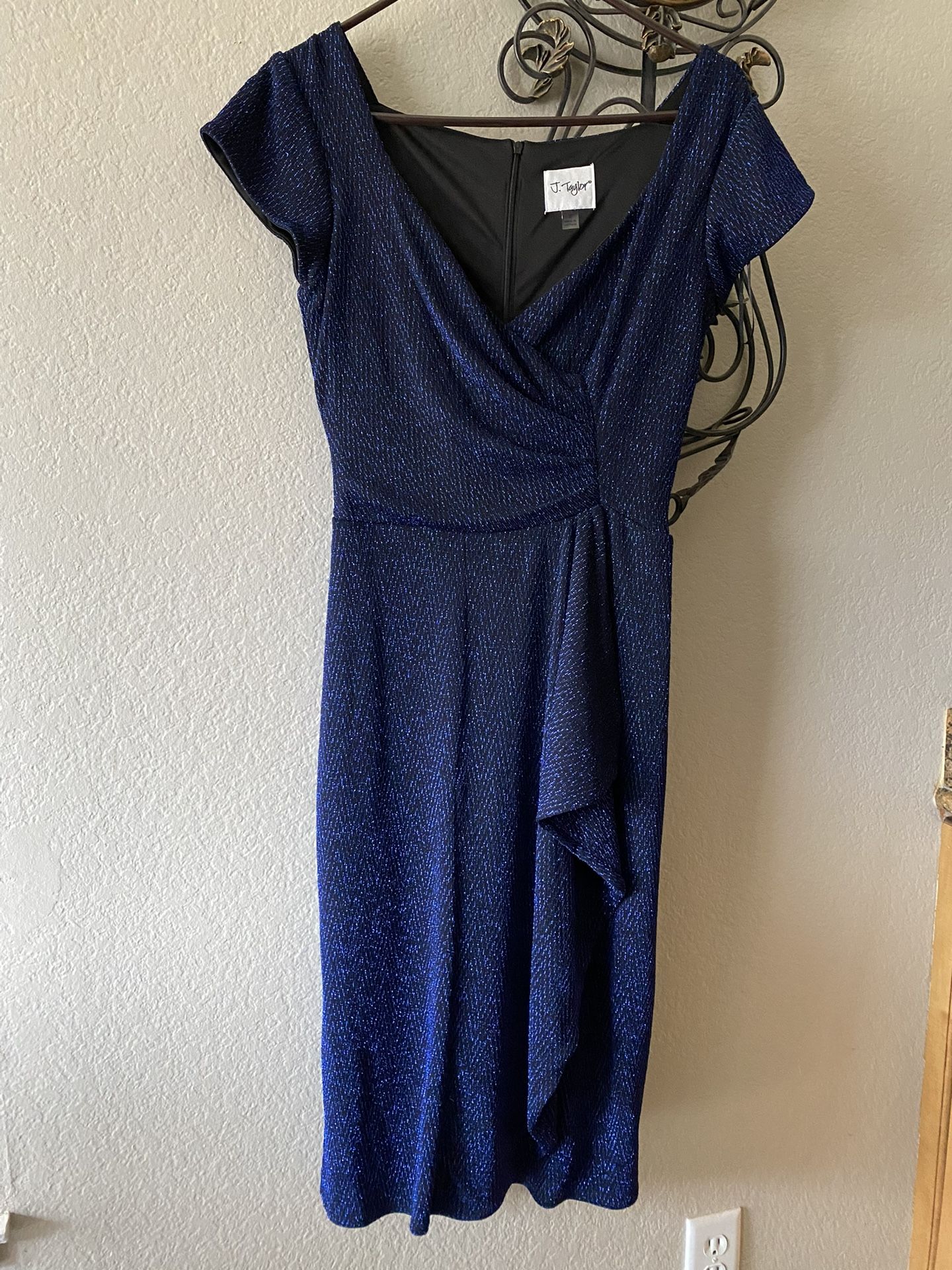 Blue V Neck Dress
