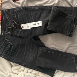 PURPLE Men Streetwear Skinny Jeans Black Wash with Clean Minimalist Style 9023