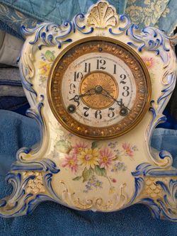 Antonia Blue Floral Antique Clock