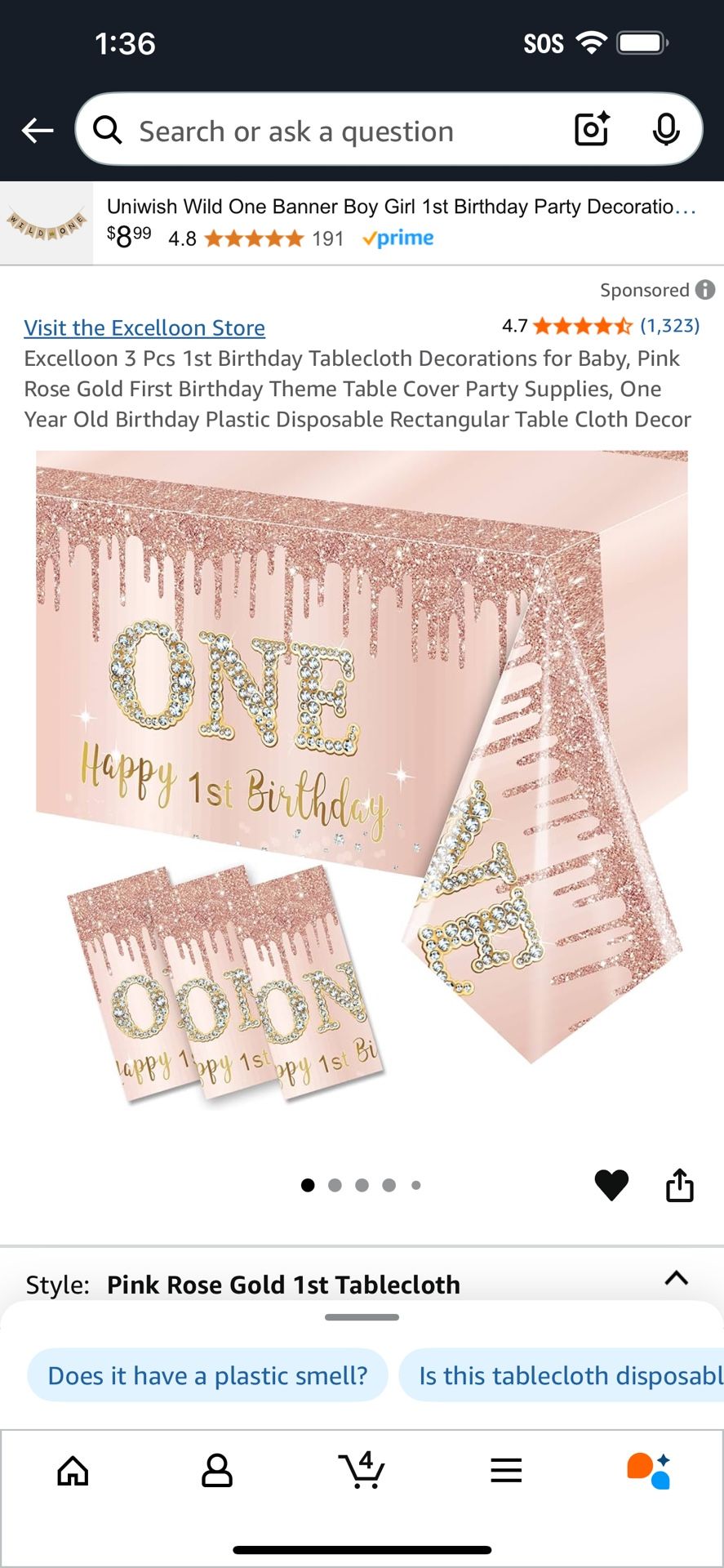 Rose Gold First Birthday Table Cloth