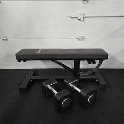 Home gym ironmaster weight bench and quick lock dumbbells $900 

