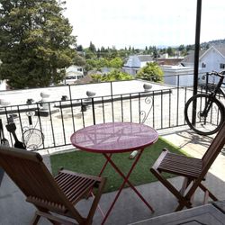 Teak Chair And Metal Table Set