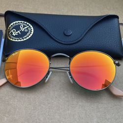 Sunglasses Ray Ban RB3447 Round Metal  Bronze frame red lens