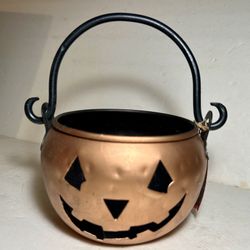 Halloween Polished Sm. Vintage  Dimpled Jack O’ Lantern Cauldron NOS