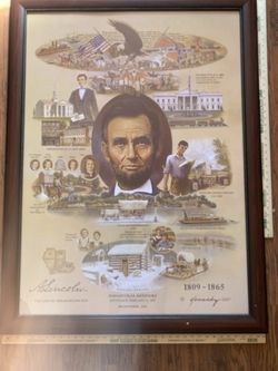 Vintage Framed Abraham Lincoln Life & Legacy Art Print (2007 Kennedy)