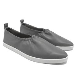 PURE JILL Gray Leather Almond Toe Loafers Womens size 7.5
