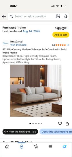 Modern 82” sofa