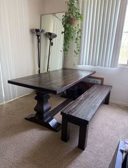 Restoration Hardware EXTENSION DINING TABLE and BENCH