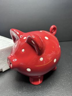 temp-tations polka dot pig salt spice holder - red whote - new