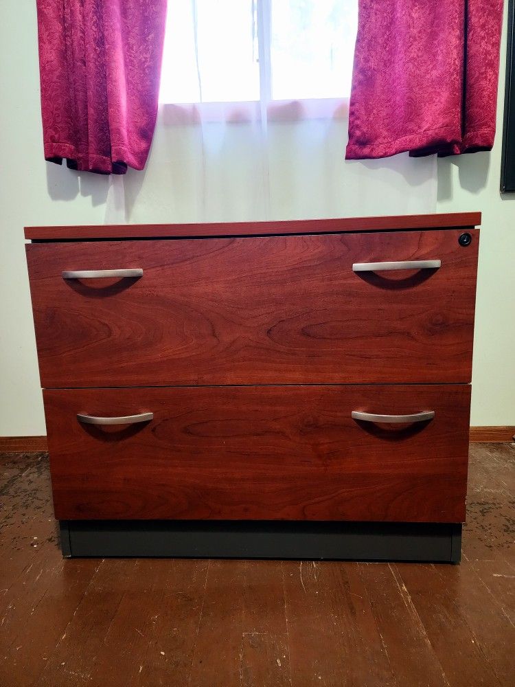 VERTICAL FILING CABINET File DRAWERS CHERRY DARK