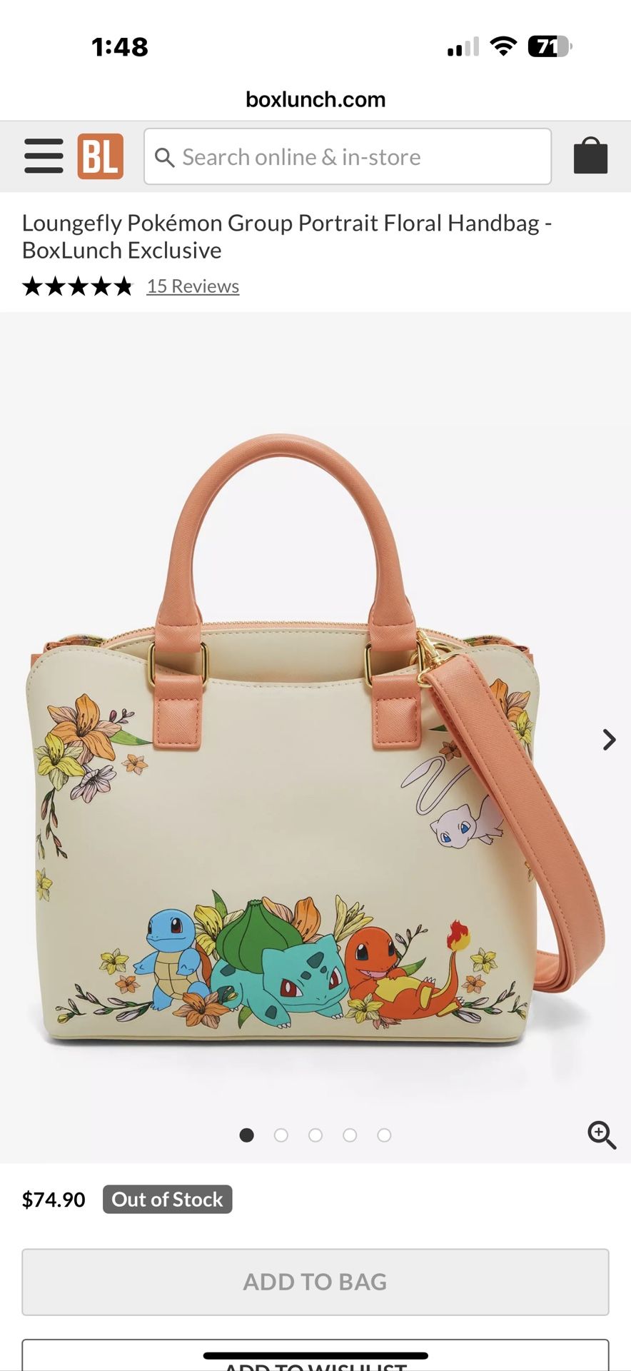 Loungefly Pokémon Group Portrait Floral Handbag - BoxLunch Exclusive **NEED GONE ASAP**