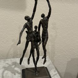 Incredible Vintage Midcentury Brutalist Bronze Sculpture - Basketball Players