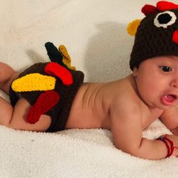 Turkey Thanksgiving Diaper Cover Set Photo Prop Newborn Baby 