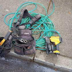 Bostitch Nail Gun With 2 Hoses, & Stapler & Belt