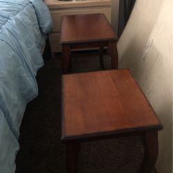 TWO BEAUTIFUL SMALL ANTIQUE REAL SOLID DARK WOULD END TABLES 