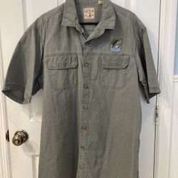 Red Head Brand Co Gray Casual Button Down Bass Fishing Shirt