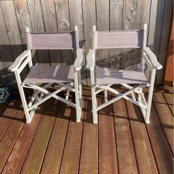 2 Antique Folding Captain Chairs 