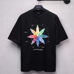 Balenciaga/Compass color card short-sleeved T-shirt