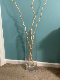 Tall glass floor vase