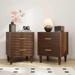 2 Mid-Century Nightstands  / End Table Set - BRAND NEW - in boxes