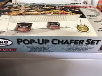 Pop chafer set brand new holds 2 small trays or one large tray two boxes for 25dollars