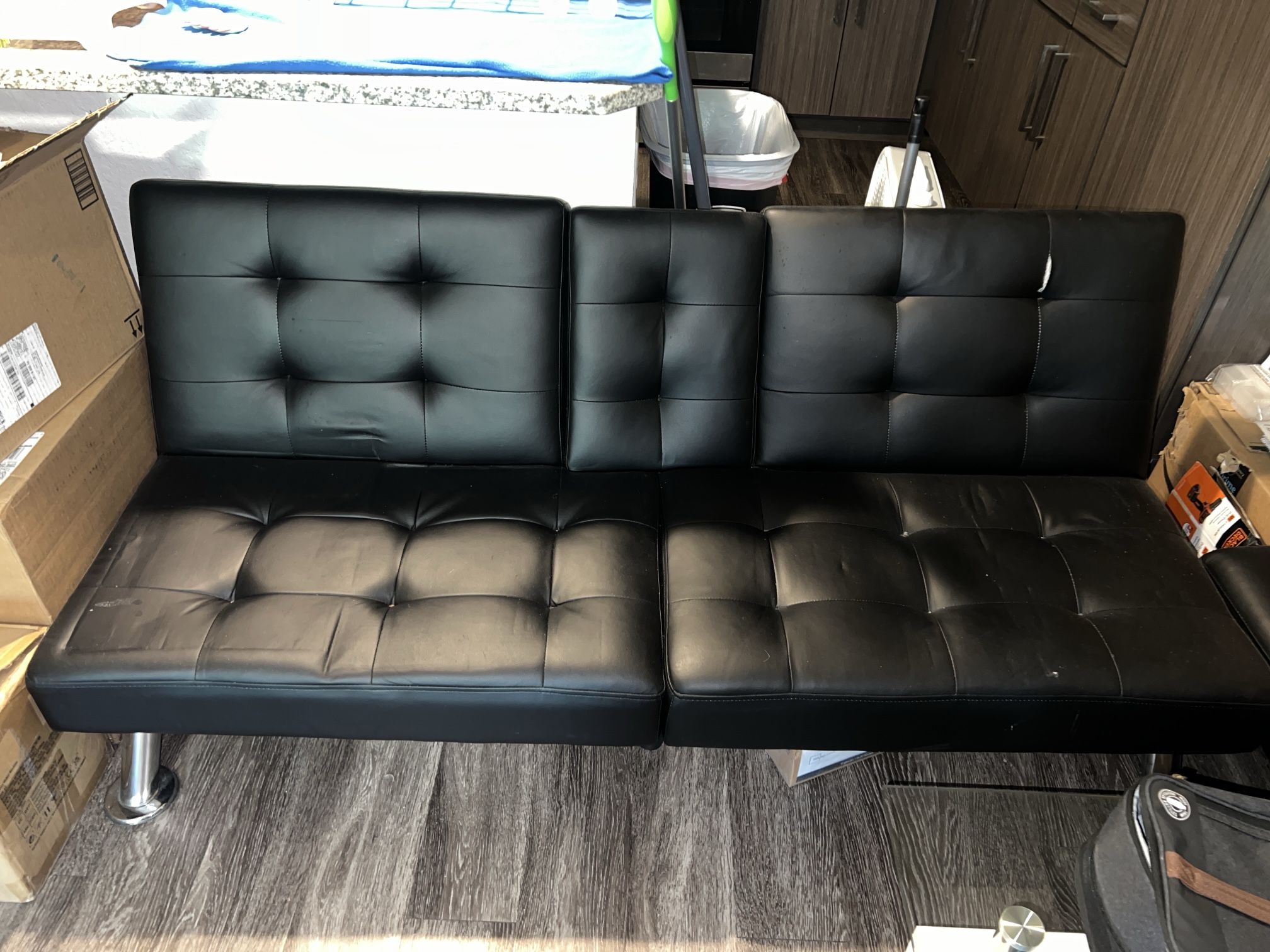 🛋️ Black Futon Sofa Bed – Clean, Comfy, and Ready to Relax