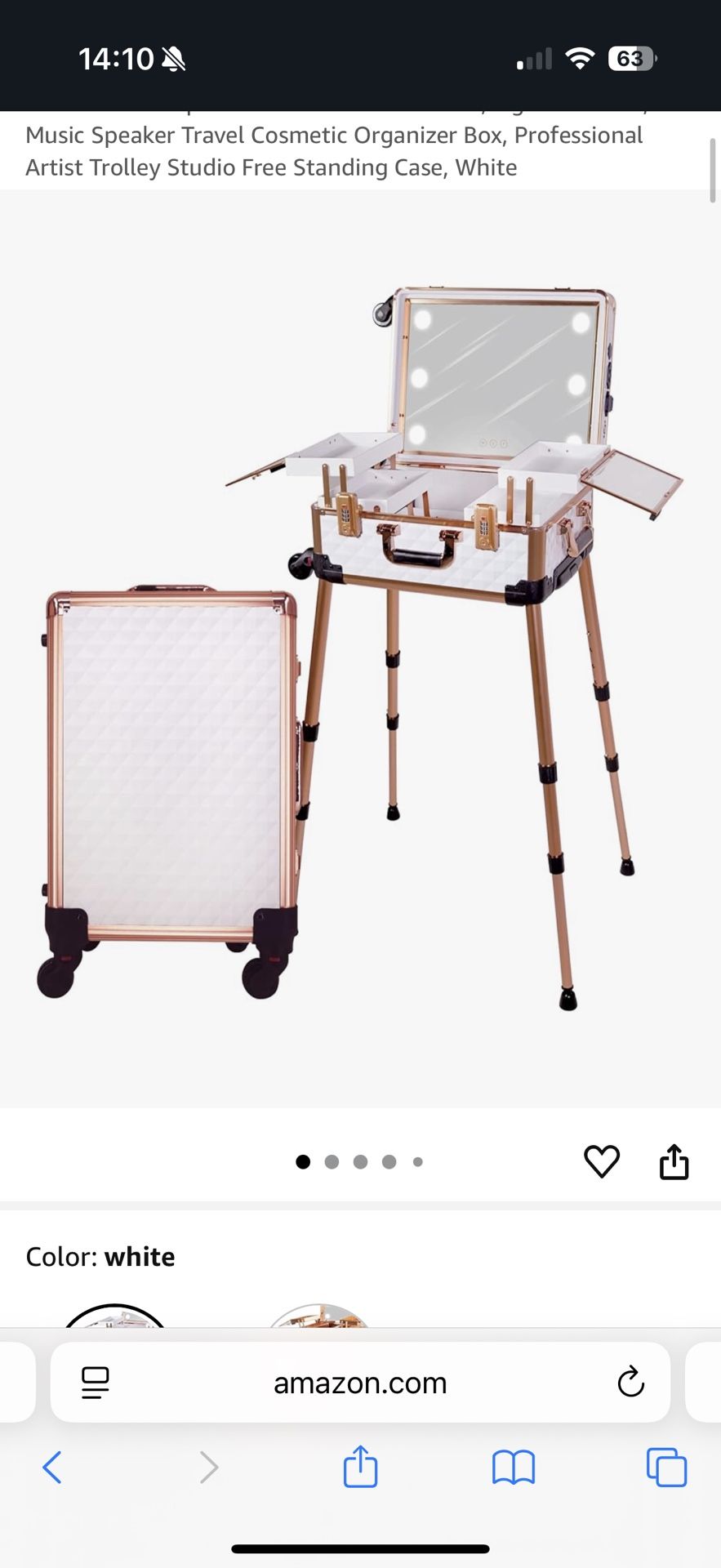 Medium Makeup Train Case with Code Lock, Lighted Mirror, Music