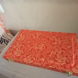 Vintage Red & Gold Design Jewelry Case 