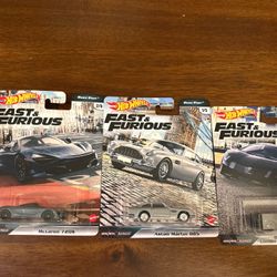 Hot Wheels Fast & Furious Euro Fast 3-car set, all brand new : McLaren 720S Aston Martin  Lamborghini Aventador Coupe